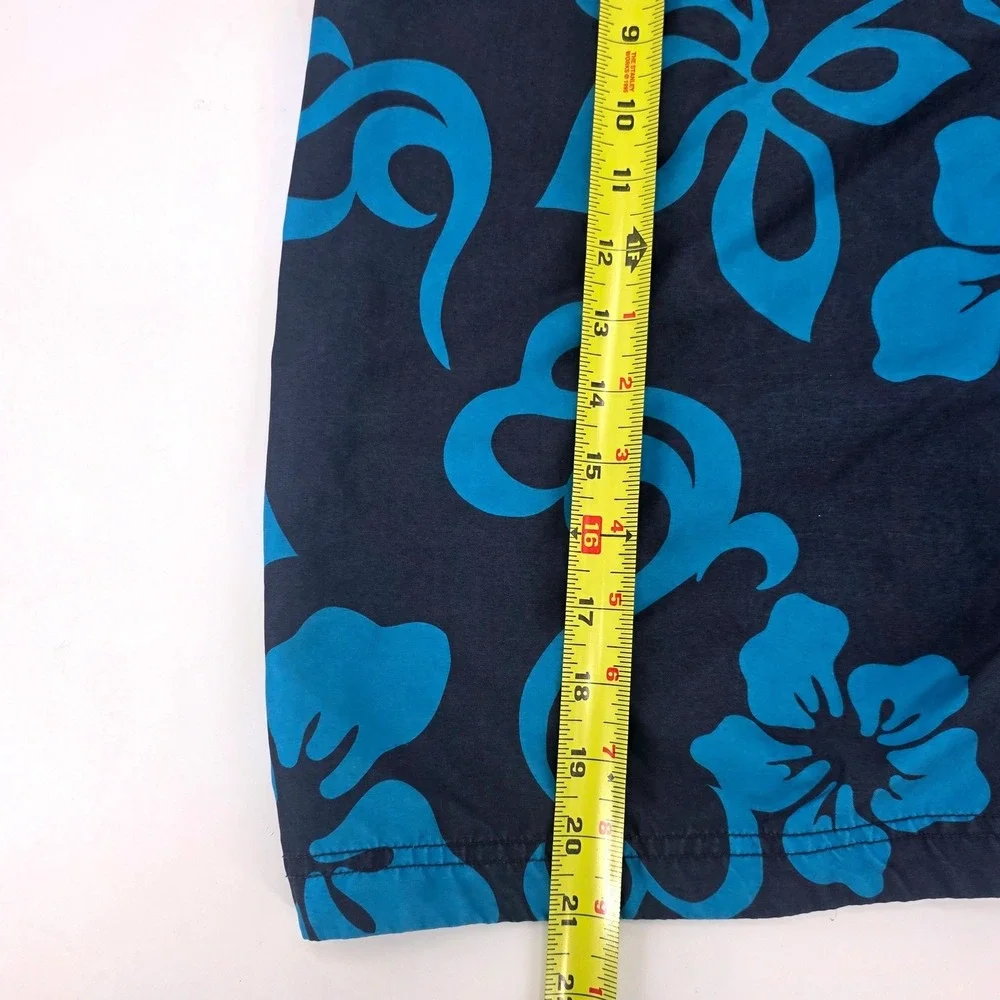 Speedo Mens Floral Hibiscus Swim Trunks Navy‎ Turquoise Cargo Pocket Size M